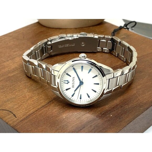 Bulova Women's Watch 96L285 Quartz White Blue Dial Silver Stainless Stee… - Picture 7 of 13